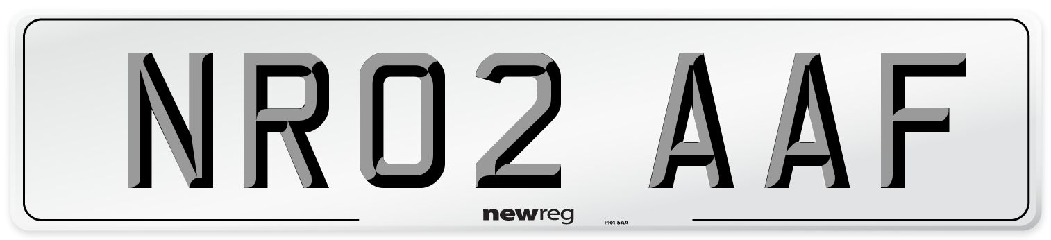 NR02 AAF Number Plate from New Reg